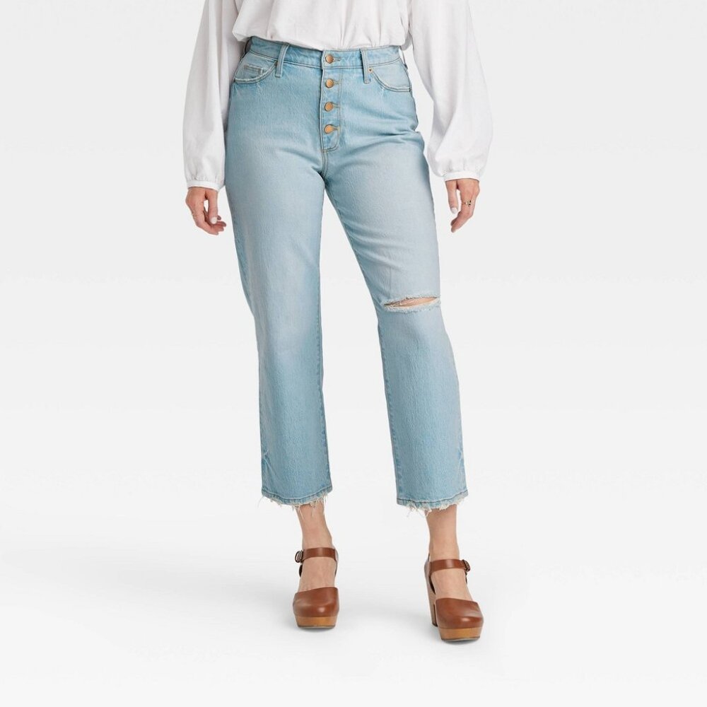 Universal Thread Curvy Fit Vintage Stretch Straight Jeans Light Wash